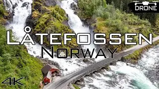 Låtefossen Waterfall - Cinematic Drone Video, Norway, 4k