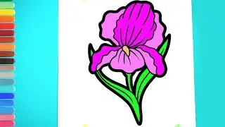 Как нарисовать цветок ирис. Простой рисунок.How to draw an iris flower. Simple drawing.