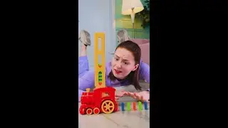 OH NO! She ruined my dominos 😭 This cool train tool helps me
