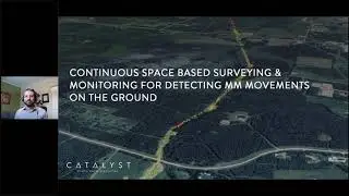 Continuous space based surveying and monitoring for detecting mm movements on the ground