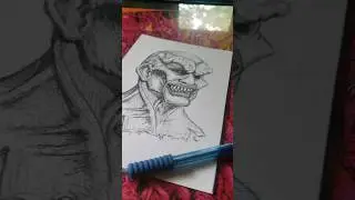 HAUNTED MASK PENCIL SKETCH 