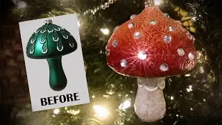 Upcycling Dollar Store Christmas Ornaments - MUSHROOMS!