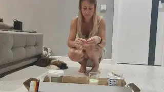 morning with a pet and painting the wall with glow-in-the-dark paint