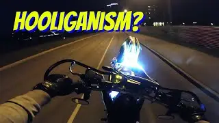 Husqvarna 701 supermoto disturbing peace in night city