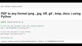 PDF to any format (png , jpg, tiff,  gif , bmp, docx  ) using Python