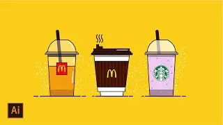 #6 SpeedArt Illustrator | Illustration of McDonald's drinks and Starbucks using Adobe Illustrator