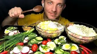 MUKBANG /Окрошка /Бутерброды /Мукбанг /съел перец в конце-жесть