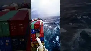 Giant waves and ships at the North Sea 