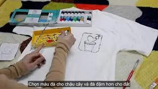 How easy to draw on tee/ Cách vẽ lên áo bull bằng màu acrylic