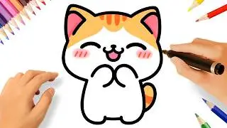 HOW TO DRAW A CUTE KAWAII CAT EASY 😻🐈