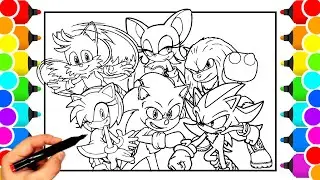 Sonic Coloring Pages NEW Sonic Team NEW Sonic in the movie 3 Tails, Knuckles, Amy Rose  COLORING 54