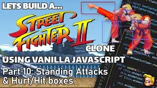 Coding a Street Fighter game | JavaScript, HTML Canvas | Standing attacks & hurt/hit boxes (Part 10)