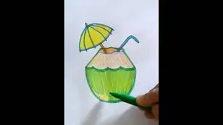 World Coconut Day Drawing 2021 | খুব সহজে নারকেল আঁকা শিখুন  #Shorts