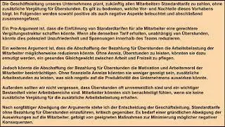 DTB C1 Beruf Schreiben: Stellungnahme Standardtarife ohne Überstundenlohn