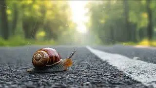 snail crawling asphalt road close up cg animation loop