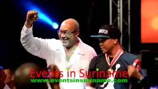 DJ Chuckie performing together with the President of Suriname