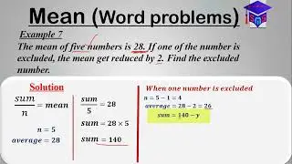 The mean of five numbers is 28. If one of the number is excluded, the mean get reduced by 2. Find...