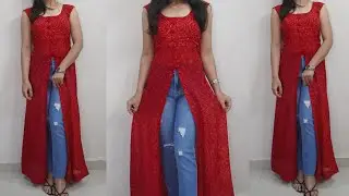 Convert Old Saree Into Front Slit Dress\Kurti | Front Open Kurti Cutting and Stitching