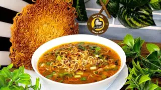 Indo Chinese Restaurant Style Veg Hot And Sour Soup With Fried Noodles