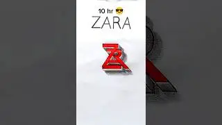How to draw zara logo in 10sec, 1mim, 1hour, 10hour, #shorts #drawing #viral
