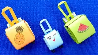 How to make a paper School Bag! DIY origami crafts! Easy Origami step by step! DIY BACK TO SCHOOL