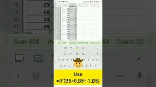 How to Convert negative numbers to positive numbers in Excel.