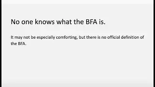 Concepts and Problems in the Visual Arts, Lecture H27: History ofthe BFA