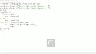 || 60 || Program to find GCD of two numbers in Python | HCF/GCD of Two numbers using Python | HCF