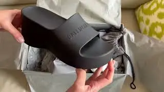 BALENCIAGA RUBBER SLIDES BLACK UNBOXING