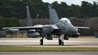 FRIENDLY U.S AIR FORCE F-15 PILOT’S WAVES TO SPOTTERS BEFORE TAKE OFF AT RAF LAKENHEATH - 4/9/24 4K