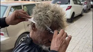 STREET BARBER 💈 Old Man's Motivation Transformation ASMR