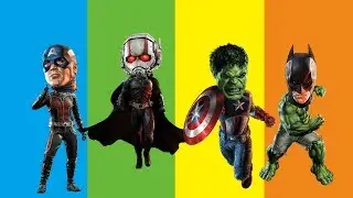 Wrong Heads Antman Captain Amerika Batman Hulk Learn Colors Compilation Finger Family Rhymes Songs