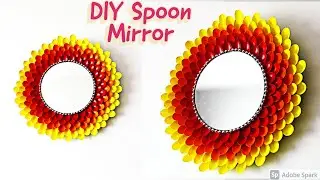 Plastic Spoon Mirror | Wall Art | DIY Mirror Wall Hanging | DIY Wall Decoration Using Mirror & Spoon