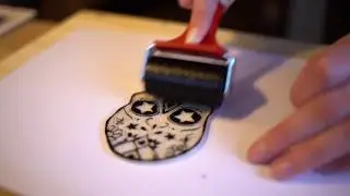 Block print of a sugar skull
