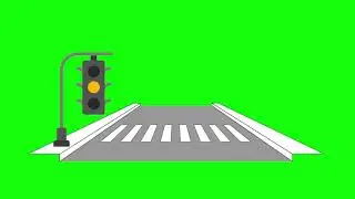 Street Crosswalk Traffic Light changing colors Green Screen