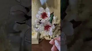 Брошь-игла из витраля и ювелирной смолы (Цветущая сакура)