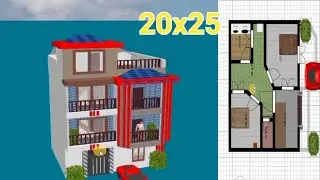 20x25 house plans west facing 3D design house planning