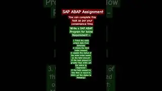 SAP ABAP Assignment 1| Give a try | 