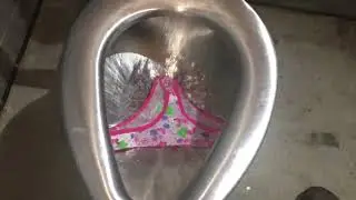 Panty flush down a metal toilet