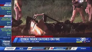 EV Safety Concerns: Tesla Cybertruck crashes, catches fire in Baytown | CW39 Houston
