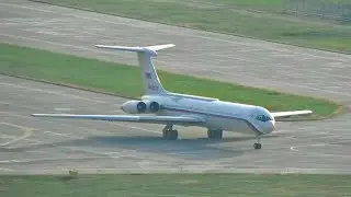 Three race to take off. Who is faster and louder. Tu-134, Tu-154, Il-62