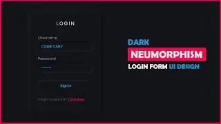 CSS Dark Neumorphism Login Form UI Design | Neumorphism Tutorial