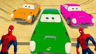 Spiderman Learn Colors With Disney Cars And Transportation Planes  For Kids Nursery Rhymes [HD]
