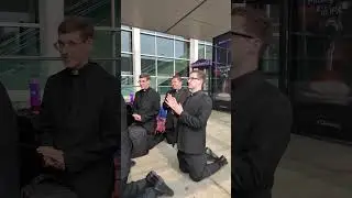 Blessing for Seminarians outside airport before leaving for Rome to study