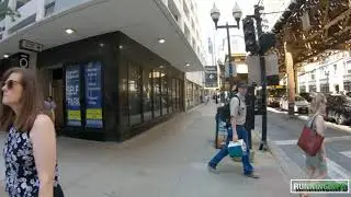 Virtual treadmill run Chicago Loop, River Walk, setup of Taste Of Chicago