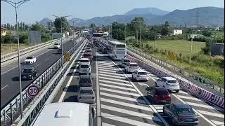 Heavy Traffic Jam in Lezha as Vacationers Rush to Beaches