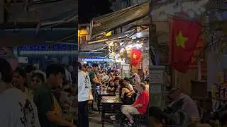 A famous beer street in Hanoi, Vietnam.