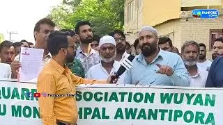 Stone Quarry Association today held a peaceful protest at Wuyan Pampore.