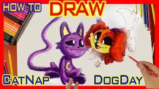 How To Draw Cat, Draw Dog in Smilling Critters - draw Catnap, Draw DogDay - V3