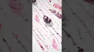 Бязь "Пір'я з намистинами" в рожево-фіолетових тонах №629а   +